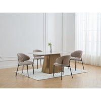 Stuhl 4er-Set - Strukturstoff & schwarzes Metall - Taupe - VOSINIA Stuhl 4er-Set - Strukturstoff & schwarzes Metall - Taupe - VOSINIA von Vente-unique