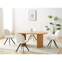 Stuhl 6er-Set - Bouclé-Stoff & schwarzes Metall - Weiß - DORNELA von Vente-unique