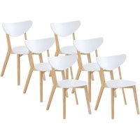 Stuhl 6er-Set - MDF & Kautschukholz - Weiß - CARINE von Vente-unique