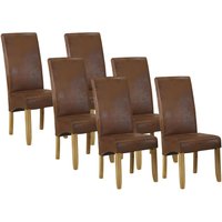 Stuhl 6er-Set - Microfaser - Helles Holz - SANTOS von Vente-unique