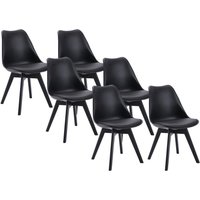 Stuhl 6er-Set - Polypropylen - Schwarz mit schwarzen Füßen - JODY von Vente-unique