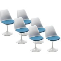 Stuhl 6er-Set - Polypropylen & Metall - Blau & Weiß - XAFY von Vente-unique