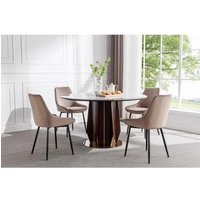 Stuhl 6er-Set - Samt & Schwarzes Metall - Taupe - MASURIE von Vente-unique