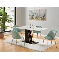 Stuhl 6er-Set - Samt & goldfarbenes Metall - Grün - MELBOURNE von Vente-unique