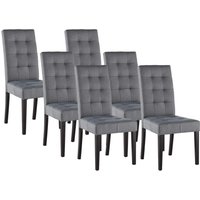 Stuhl 6er-Set - Stoff & Holz - Grau - VILLOSA von Vente-unique