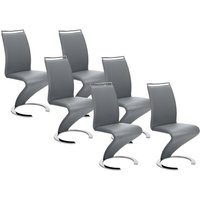 Stuhl Freischwinger 6er-Set - Kunstleder - Grau - TWIZY von Vente-unique