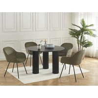 Stuhl mit Armlehnen 2er-Set - Cord & schwarzes Metall - Kaki - MARENZIA von Vente-unique