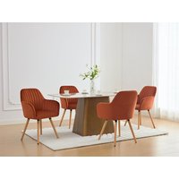 Stuhl mit Armlehnen 2er-Set - Samt & Metall in Holzoptik - Terracotta - ELEANA Stuhl mit Armlehnen 2er-Set - Samt & Metall in Holzoptik - Terracotta - ELEANA von Vente-unique