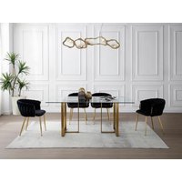 Stuhl mit Armlehnen 2er-Set - Samt &d goldfarbenes Metall - Schwarz - ELEGANO Stuhl mit Armlehnen 2er-Set - Samt &d goldfarbenes Metall - Schwarz - ELEGANO von Vente-unique