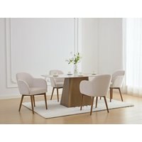 Stuhl mit Armlehnen 2er-Set - Strukturstoff & Kautschukholz - Cremefarben - MODINIA Stuhl mit Armlehnen 2er-Set - Strukturstoff & Kautschukholz - Cremefarben - MODINIA von Vente-unique