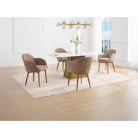 Stuhl mit Armlehnen 2er-Set - Strukturstoff & Kautschukholz - Taupe - MODINIA von Vente-unique