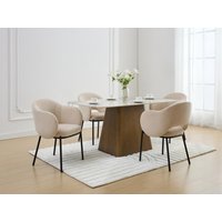 Stuhl mit Armlehnen 2er-Set - Strukturstoff & schwarzes Metall - Beige - ACACILIO von Vente-unique