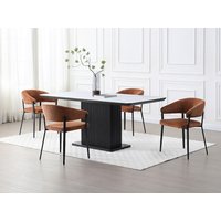 Stuhl mit Armlehnen 6er-Set - Stoff & schwarzes Metall - Terracotta - AVRELA von Vente-unique