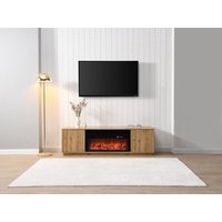 TV-Möbel mit 2 Türen - MDF - Mit LED-Kamin-Optik - Holzfarben & Schwarz - YEVINA TV-Möbel mit 2 Türen - MDF - Mit LED-Kamin-Optik - Holzfarben & Schwarz - YEVINA von Vente-unique