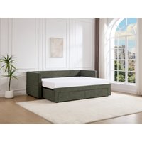 Tagesbett 2 x 80 x 200 cm – Mit Lattenrost & Schubladen – Texturierter Stoff – Grün + Matratze – CAMITY Tagesbett 2 x 80 x 200 cm – Mit Lattenrost & Schubladen – Texturierter Stoff – Grün + Matratze – CAMITY von Vente-unique