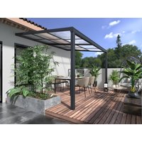 Terrassendach anlehnend - mit Schiebedach - 12 m² - Anthrazit - IZEDA von Vente-unique