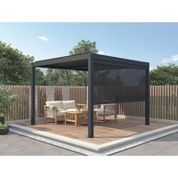 Terrassendach bioklimatisch freistehend aus Aluminium mit verstellbaren Lamellen & ausziehbarer Seitenmarkise 2,78 m - 12 m² - Anthrazit - AMADORA Terrassendach bioklimatisch freistehend aus Aluminium mit verstellbaren Lamellen & ausziehbarer Seitenmarkise 2,78 m - 12 m² - Anthrazit - AMADORA von Vente-unique