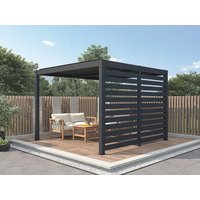 Terrassendach bioklimatisch freistehend elektrisch aus Aluminium mit verstellbaren Lamellen & Blende 2,78 m - 12 m² - Anthrazit - AMADORA Terrassendach bioklimatisch freistehend elektrisch aus Aluminium mit verstellbaren Lamellen & Blende 2,78 m - 12 m² - Anthrazit - AMADORA von Vente-unique