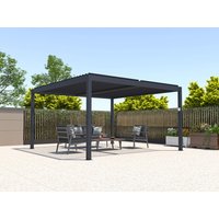 Terrassendach bioklimatisch freistehend elektrisch mit verstellbaren Lamellen - Aluminium - 15,6 m² - Anthrazit - AMADORA von Vente-unique
