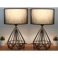 Tischleuchte 2er-Set - Metall & Stoff - H. 41 cm - ANAIA von Vente-unique