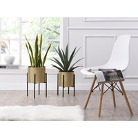 Übertopf 2er-Set - 25 x 39 cm & 23 x 35,5 cm - Metall - Goldfarben & Schwarz - EDMEE von Vente-unique