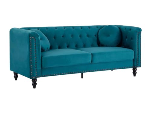 Vente-unique 3-Sitzer-Sofa aus Velours, Entenblau Vente-unique 3-Sitzer-Sofa aus Velours, Entenblau von Vente-unique