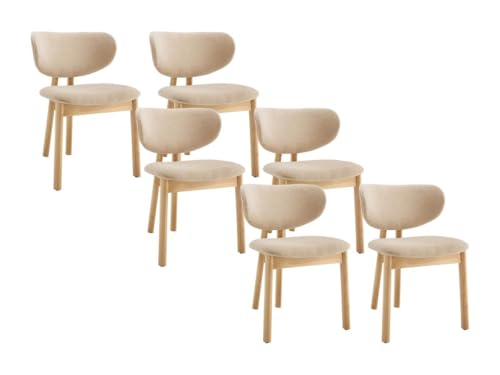 Vente-unique-6er-Set Stühle - Stoff & Kautschukholz - Beige - FALDRA von Vente-unique