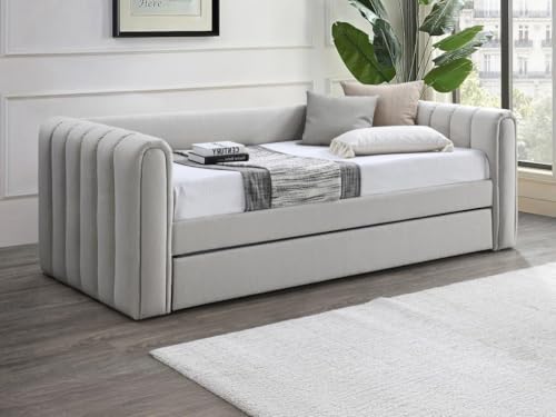 Vente-unique-Ausziehbett + Matratze - 90 x 190 cm - Stoff - Beige - SAHONA Vente-unique-Ausziehbett + Matratze - 90 x 190 cm - Stoff - Beige - SAHONA von Vente-unique