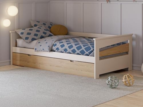 Vente-unique-Ausziehbett + Matratzen - 2 x 90 x 190 cm - MDF - Holzfarben & Beige - LURAVO Vente-unique-Ausziehbett + Matratzen - 2 x 90 x 190 cm - MDF - Holzfarben & Beige - LURAVO von Vente-unique