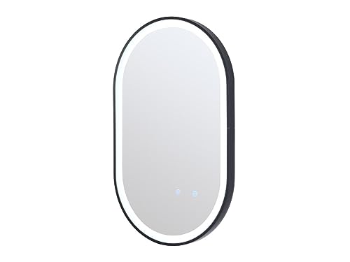 Vente-unique - Badezimmerspiegel oval mit Beleuchtung beschlagfrei - 50 x 80 cm - Schwarze Kontur - ALARICO von Vente-unique