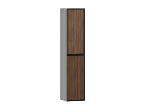 Vente-unique-Badhochschrank hängend - Streifenoptik - Holzfarben dunkel & Schwarz - BANIVA von Vente-unique