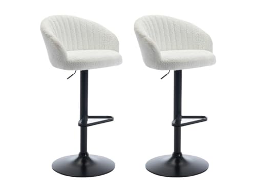 Vente-unique-Barhocker 2er-Set - Bouclé-Stoff & Metall - Weiß - DORALIZ von Vente-unique