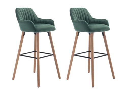 Vente-unique-Barhocker 2er-Set - Samt & Metall in Holzoptik - Dunkelgrün - Eleana Vente-unique-Barhocker 2er-Set - Samt & Metall in Holzoptik - Dunkelgrün - Eleana von Vente-unique