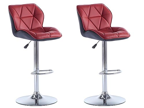 Vente-unique-Barhocker 2er-Set höhenverstellbar - Kunstleder - Rot - Calvin von Vente-unique
