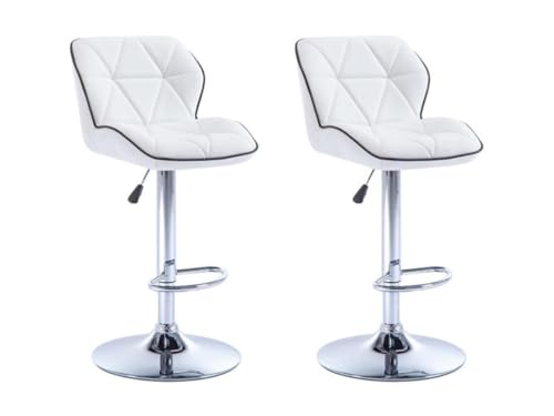 Vente-unique-Barhocker 2er-Set höhenverstellbar - Kunstleder - Weiß - Calvin von Vente-unique