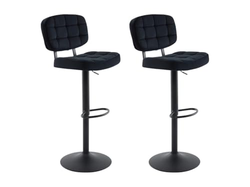 Vente-unique-Barhocker 2er-Set höhenverstellbar - Samt & Metall - Schwarz - LINARA von Vente-unique