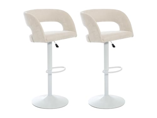 Vente-unique-Barhocker 2er-Set höhenverstellbar - Stoff & weißes Metall - Cremefarben - LAJUNIA Vente-unique-Barhocker 2er-Set höhenverstellbar - Stoff & weißes Metall - Cremefarben - LAJUNIA von Vente-unique