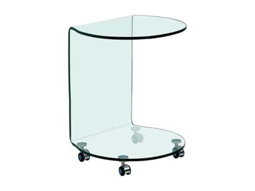 Vente-unique-Beistelltisch mit Rollen - gebogenes Sicherheitsglas - Transparent - TILPY von Vente-unique
