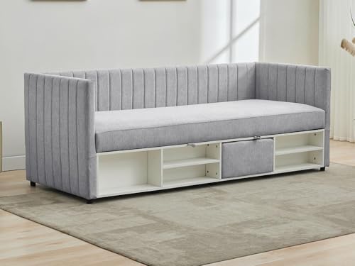 Vente-unique-Bett Klappsofa mit Bettkasten - 80 x 200 cm - Stoff - Grau - LAOZIA Vente-unique-Bett Klappsofa mit Bettkasten - 80 x 200 cm - Stoff - Grau - LAOZIA von Vente-unique