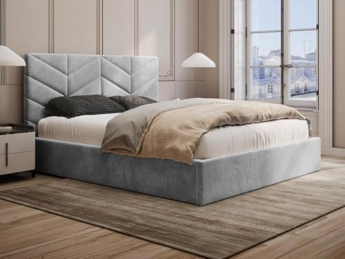 Vente-unique-Bett mit Bettkasten + Matratze - 140 x 190 cm - Strukturstoff - Grau - JUSTANI Vente-unique-Bett mit Bettkasten + Matratze - 140 x 190 cm - Strukturstoff - Grau - JUSTANI von Vente-unique