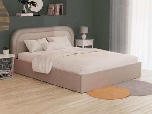 Vente-unique-Bett mit Bettkasten - 160 x 200 cm - Bouclé-Stoff - Beige - FIREZA von Vente-unique