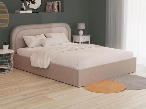 Vente-unique-Bett mit Bettkasten - 180 x 200 cm - Bouclé-Stoff - Beige - FIREZA von Vente-unique
