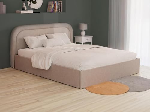Vente-unique-Bett mit Bettkasten - 200 x 200 cm - Bouclé-Stoff - Beige - FIREZA von Vente-unique