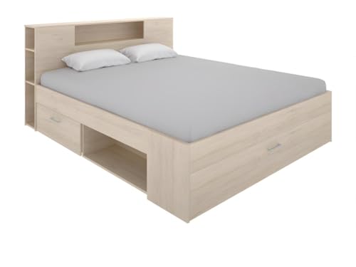 Vente-unique Bett mit Stauraum & Schubladen - 140 x 190 cm - Naturfarben - Leandre von Vente-unique