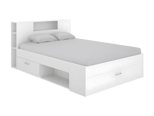 Vente-unique Bett mit Stauraum & Schubladen - 140 x 190 cm - Weiß - Leandre von Vente-unique