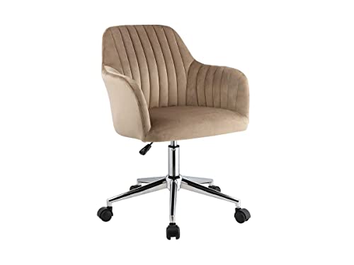 Vente-unique-Bürostuhl höhenverstellbar - Samt - Beige - Eleana von Vente-unique
