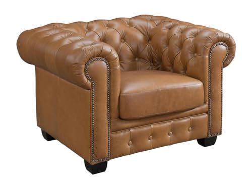 Vente-unique-Chesterfield Ledersessel - Büffelleder - Karamellbraun - Brenton Vente-unique-Chesterfield Ledersessel - Büffelleder - Karamellbraun - Brenton von Vente-unique