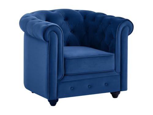 Vente-unique - Chesterfield-Sessel, Velours, K√∂nigsblau von Vente-unique