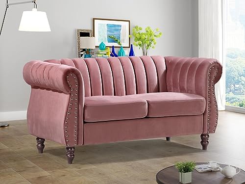 Vente-unique-Chesterfield-Sofa - 2-Sitzer - Samt - Altrosa - Trumbo von Vente-unique