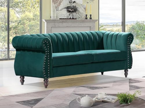 Vente-unique-Chesterfield-Sofa - 3-Sitzer - Samt - Smaragdgrün - Trumbo von Vente-unique